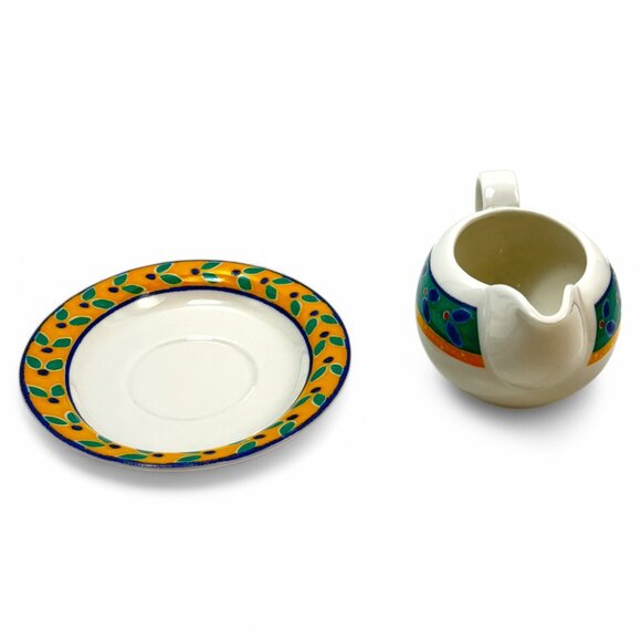 Royal Doulton Cabana Gravy Boat and Underplate Green Blue Yellow New - Picture 8 of 16